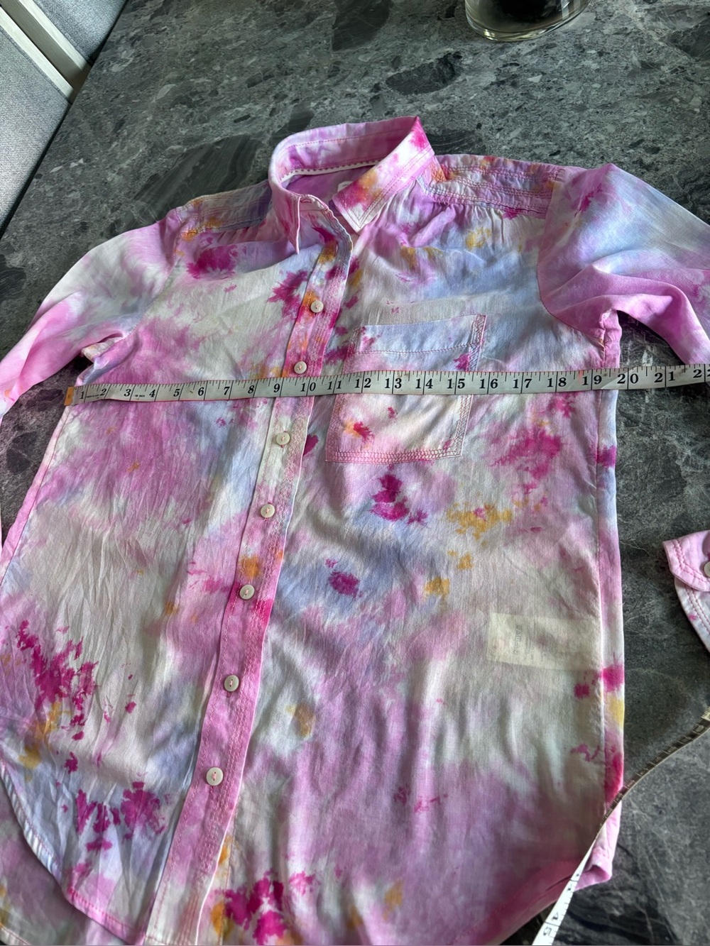 Anthropologie Pilcro Women's Pink Tie-Dye Button-Up Shirt - Lightweight Top - Picture 6 of 12